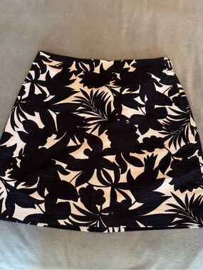 Ann Taylor Factory Black and White Floral Mini Skirt